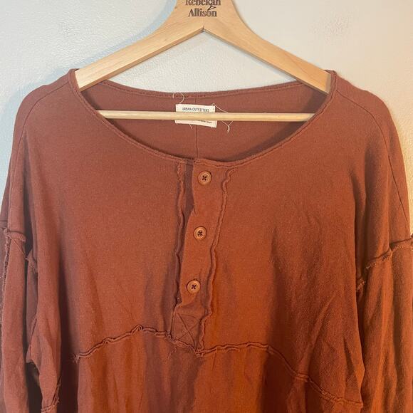Urban Outfitters UO Freddie Henley OversizednTunic Top in Burnt Orange Size XS - Picture 3 of 12